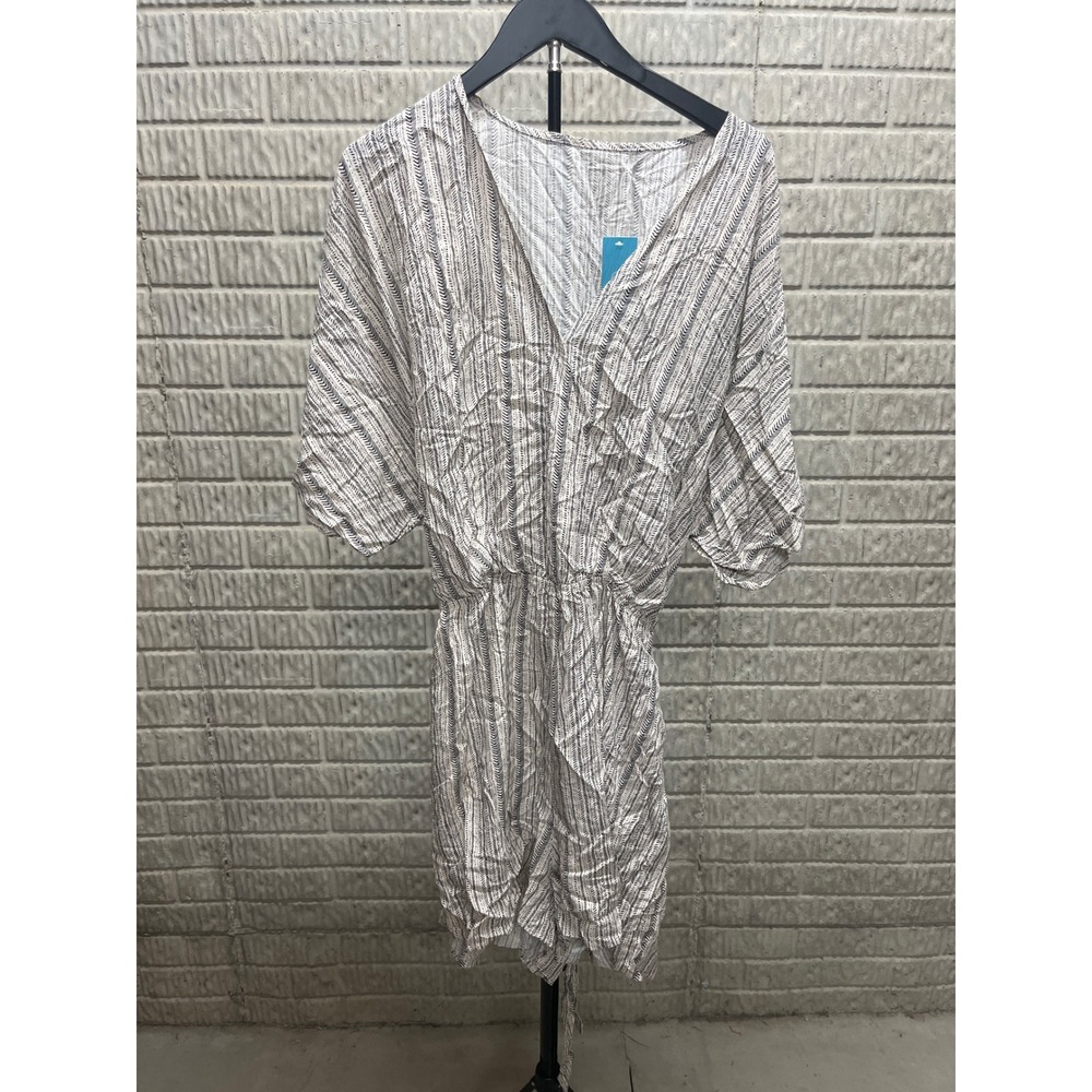 CUPSHE‎ Cream Black Chevron Geometric V-Neck Mini Dress Cover-Up XXL CAA13E3C021